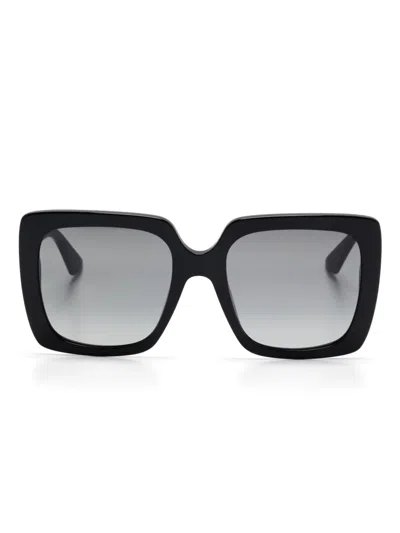 Pre-owned Gucci Oversize-frame Sunglasses In Black