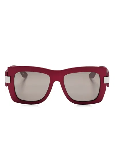 Gucci Oversize-frame Sunglasses In Red Red Grey