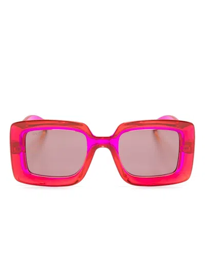 Gucci Oversize-frame Sunglasses In Red