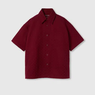 Gucci Oversize Gg Cotton Shirt In Bordeaux