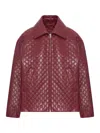 Gucci Women Oversized Leather Jacket With Embossed Gg In Burgundy