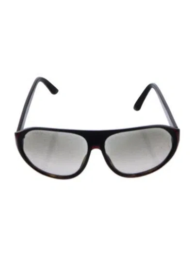 Pre-owned Gucci Oversize Mirrored Sunglasses In Black