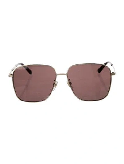 Pre-owned Gucci Oversize Mirrored Sunglasses In Gold