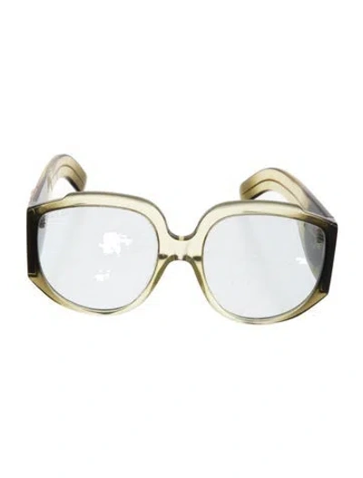 Pre-owned Gucci Oversize Mirrored Sunglasses In Green