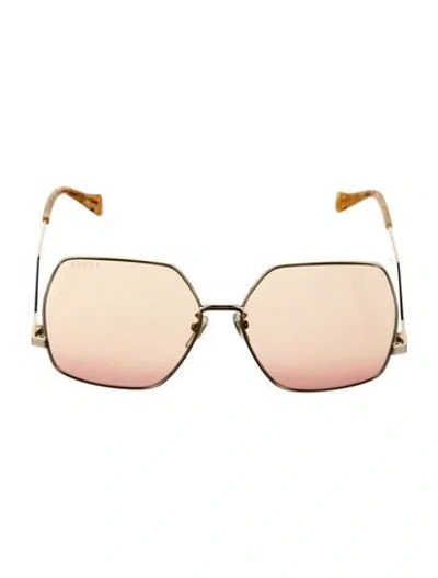 Pre-owned Gucci Oversize Mirrored Sunglasses W/ Tags In Gold