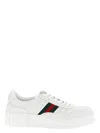 Gucci Men White Sneakers With Web Detail And Oversized Sole In Leather Man In White