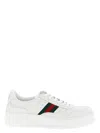 Gucci Men White Sneakers With Web Detail And Oversized Sole In Leather Man