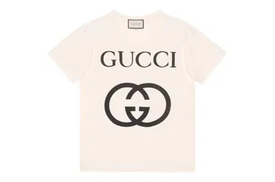 Pre-owned Gucci Oversize With Interlocking G T-shirt White/black