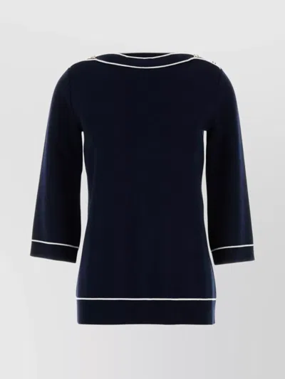 GUCCI OVERSIZE WOOL SWEATER WITH CONTRAST TRIM AND BUTTON DETAIL