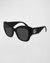 Gucci Oversized Butterfly-frame Acetate Sunglasses In Black