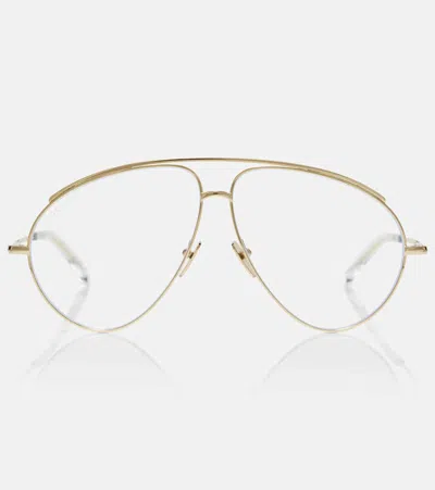 Gucci Oversized Aviator Glasses In Gold