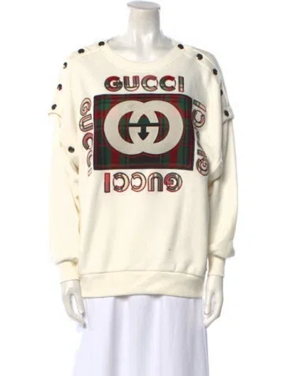 Pre-owned Gucci Oversized Convertible Graphic Print Sweatshirt In White