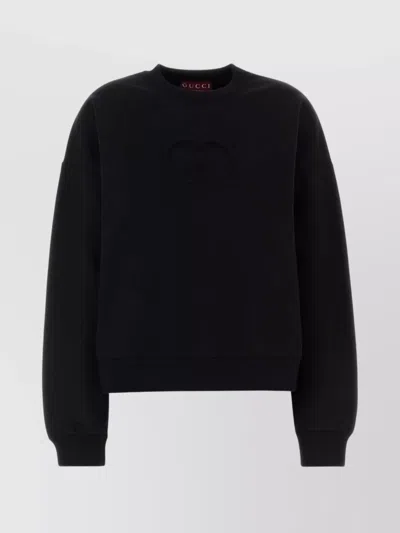 Gucci Oversized Cotton Sweatshirt With Ribbed Cuffs And Hem In Black
