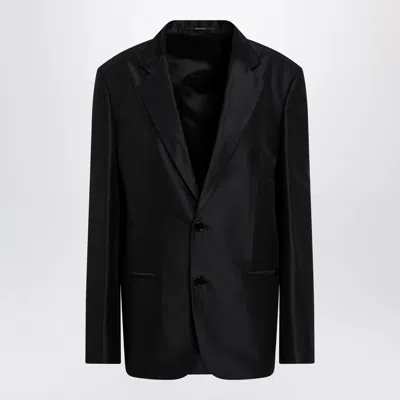 Gucci Oversized Fine Silk Faille Jacket In Black