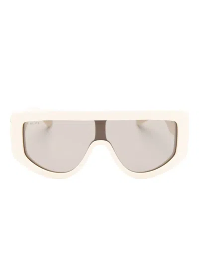 Gucci Oversized-frame Lgo Sunglasses In White