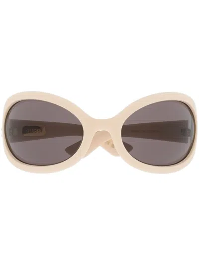 Gucci Oversized-frame Logo-arm Sunglasses In Nude
