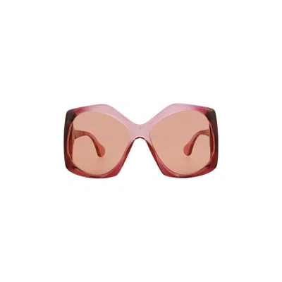 Pre-owned Gucci Oversized Geometric Frame Sunglasses 'burgundy/orange' In Red