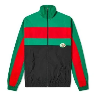 Gucci Oversized Grg Nylon Track Jacket 'black Green' In Multi
