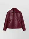 Gucci Women Oversized Leather Jacket With Embossed Gg In Red