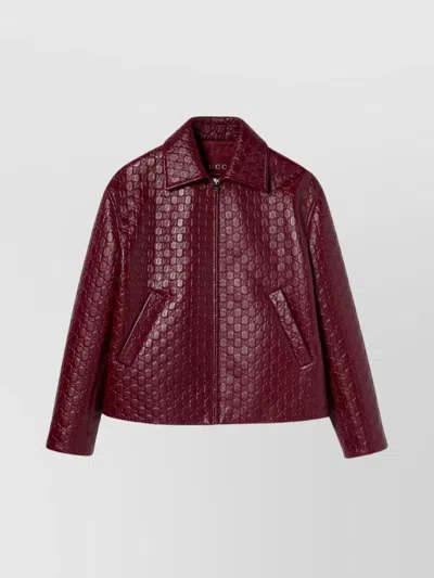 GUCCI OVERSIZED LEATHER JACKET FEATURING EMBOSSED GG