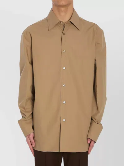 Gucci Oversized Logo-embossed Cotton Poplin Shirt In Brown