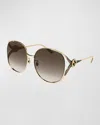 Gucci Oversized Oval Gg Sunglasses In Gold