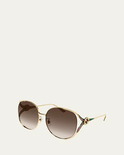 Gucci Oversized Oval Gg Sunglasses In Brown