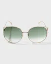 Gucci Oversized Oval Gg Sunglasses In Green