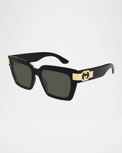 Gucci Oversized Plastic Cat-eye Sunglasses In Black