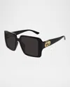 Gucci Oversized Plastic Square Sunglasses In Shiny Black