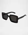 Gucci Oversized Rectangle Plastic Sunglasses In Shiny Black