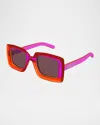 Gucci Oversized Rectangle Plastic Sunglasses In Purple
