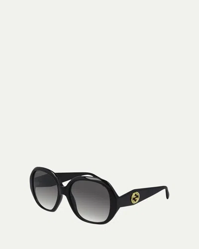 Gucci Oversized Round Acetate Sunglasses In Black