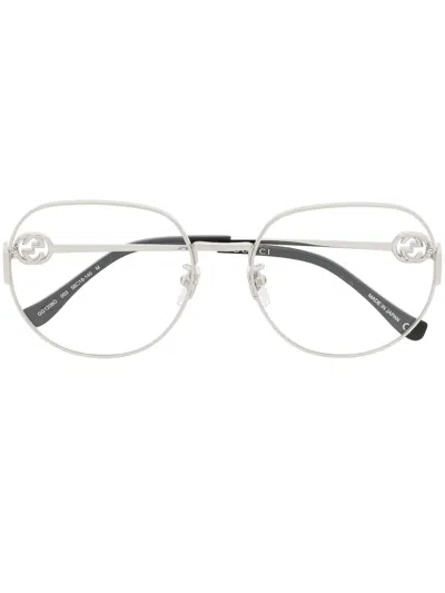 Gucci Oversized Round-frame Glasses In Silver