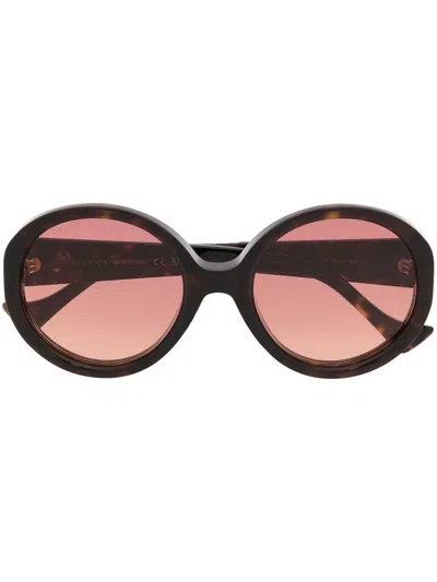 Gucci Runde Oversized-sonnenbrille In Brown