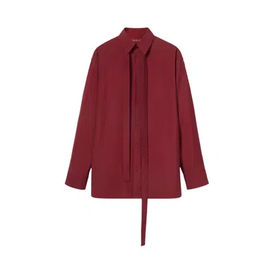 Pre-owned Gucci Oversized Shirt With Detachable Scarf 'rosso Ancora' | Red | Men's Size 54