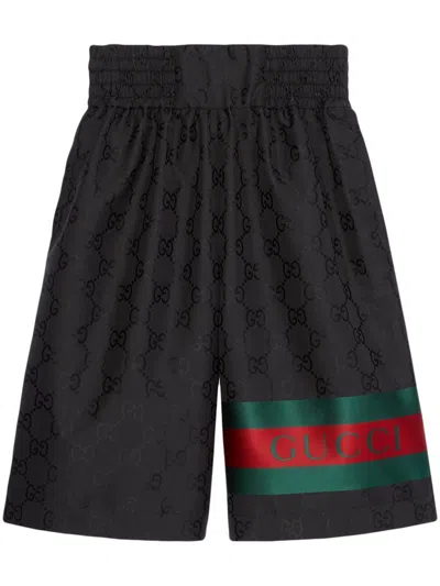 Gucci Gg-jacquard Oversize Shorts In Black