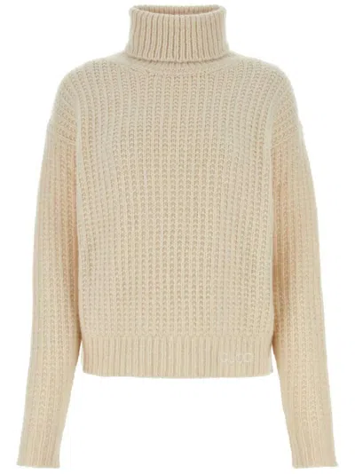 Gucci Oversized Silk And Cashmere Turtleneck Sweater In Nude