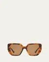Gucci Oversized Square Acetate Sunglasses In Shiny Big Spotted Havana Black And Amber