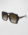 Gucci Oversized Square Injection Plastic Sunglasses In Dark Havana