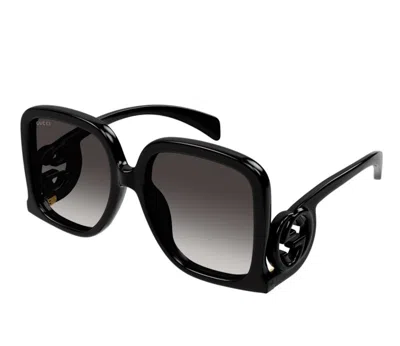 Pre-owned Gucci Oversized Square Sunglasses In Black (gg1326s/001/58)