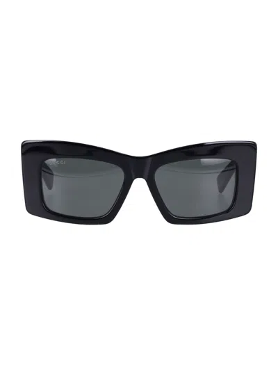 Gucci Oversized Square Sunglasses With Logo Temples In Black