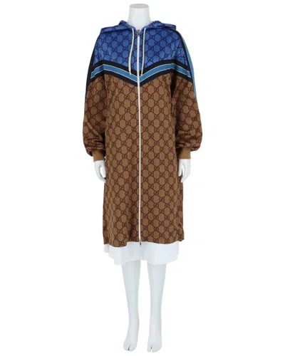 Gucci Oversized Technical Jersey Long Jacket In Brown