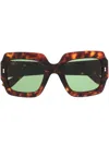 Gucci Squared Frame Tortoiseshell Sunglasses In Brown