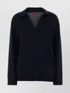 Gucci Oversized Wool Polo Shirt V-neckline In Blue