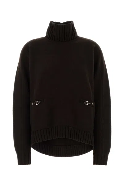 Gucci Oversized Wool-cashmere Knit Sweater In Brown