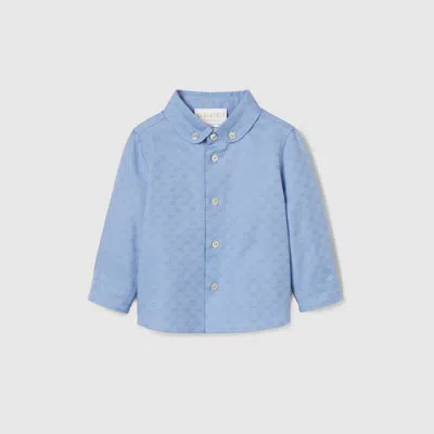 Gucci Babies' Oxford Cotton Gg Shirt In Blue