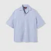 Gucci Oxford Cotton Shirt With Embossed Label In Blue