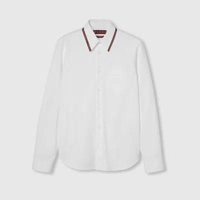 Gucci Oxford Cotton Shirt With Web In White