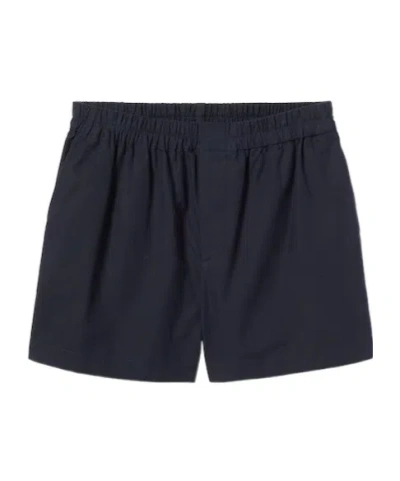 Gucci Oxford Cotton Shorts With Embroidery In Blue